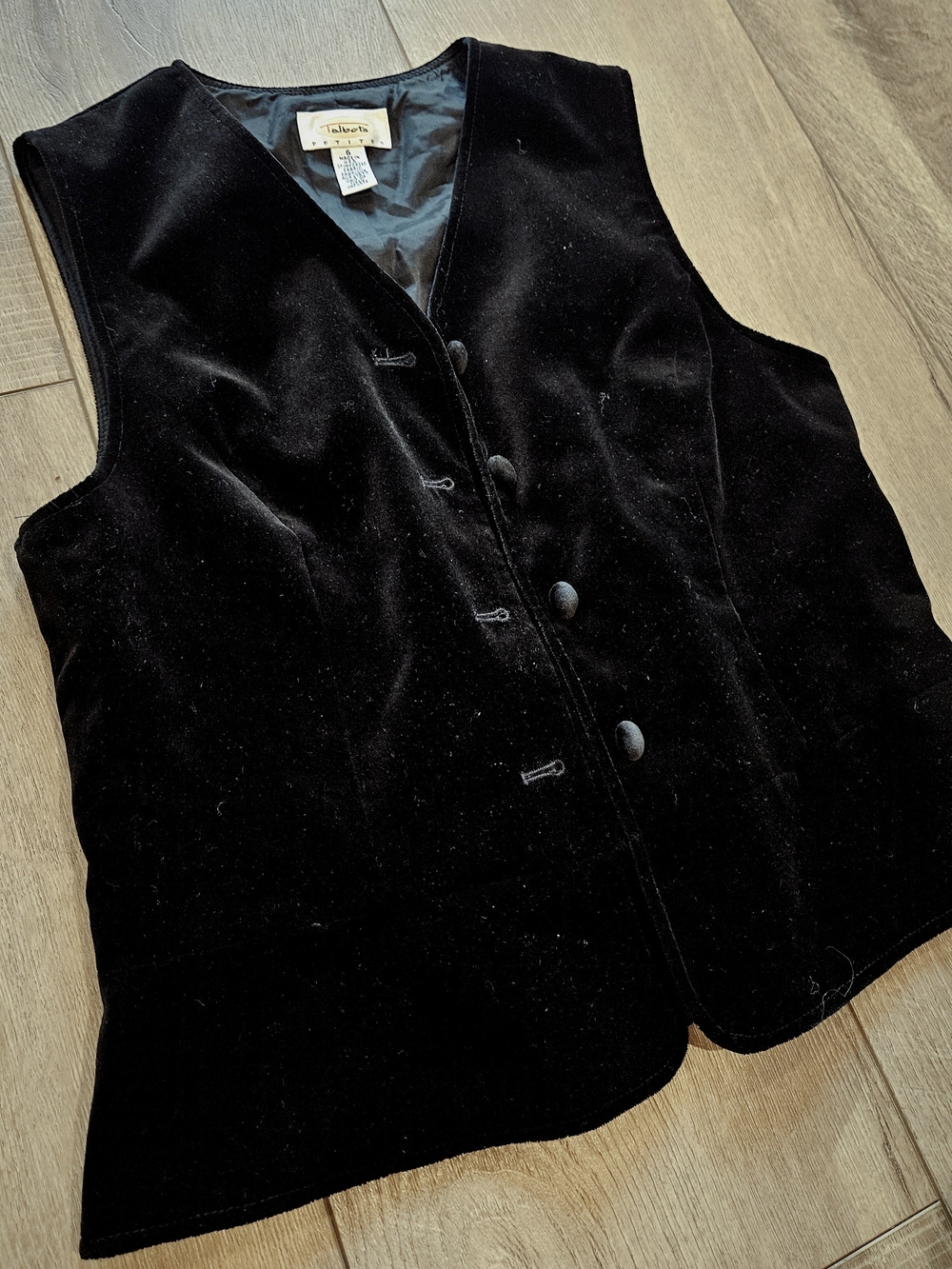 Cottagecore Dark Academia Black Velvet Vintage Cotton Vest Size Small Goth Punk